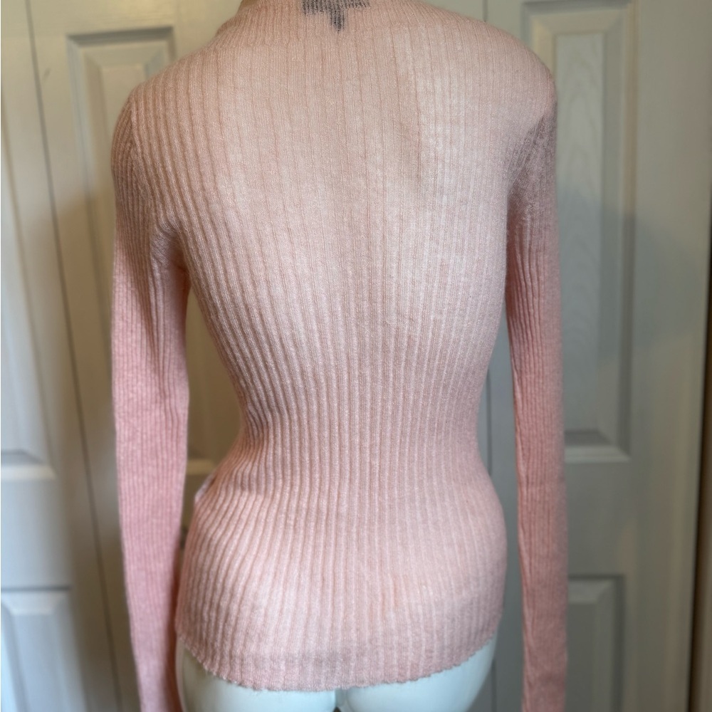 Rag and Bone Pink Ribbed Women Mohair Sweater size S/P Long Sleeve Lightweight - Picture 5 of 10